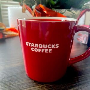 SOLD ❤️🤍Red and White, wide Starbucks Mug. Gently used, great condition!